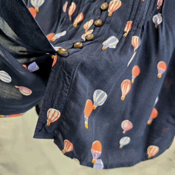 Anthropologie Top Womens XS P Navy Tank Hot Air Balloon Maeve Button Up - Picture 9 of 10